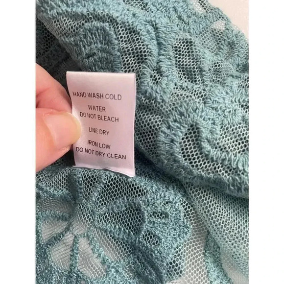 Women's Favlux Turquoise Lace Kimono Cardigan Duster Size M‎ GUC! 0155 - Picture 12 of 12